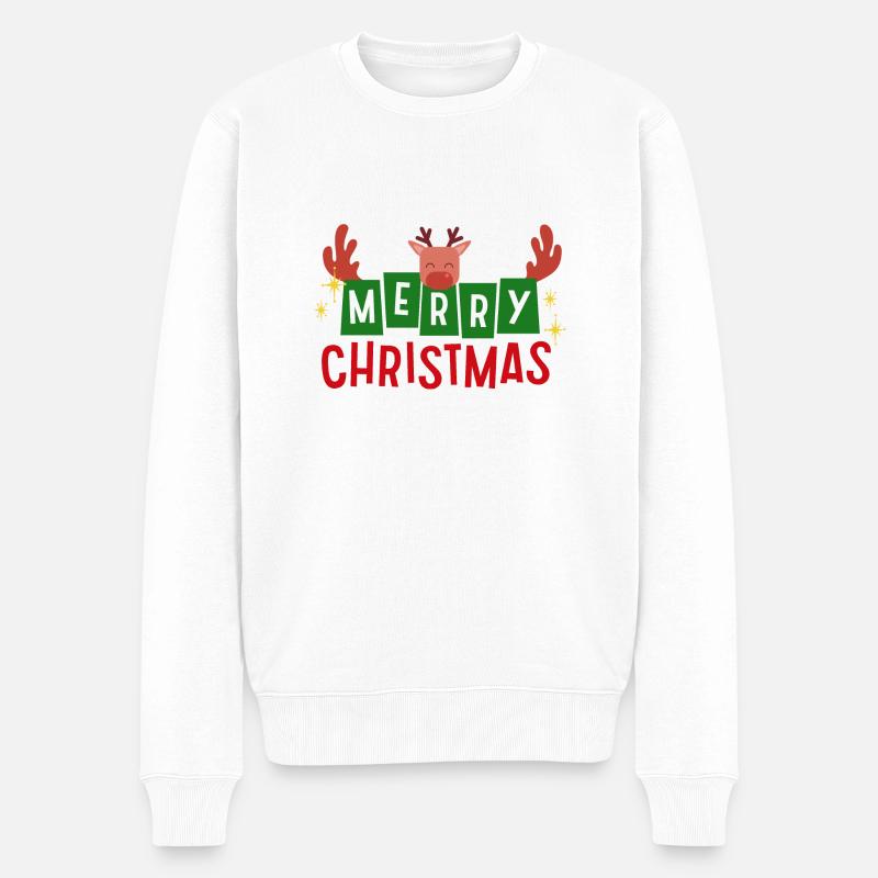 Joyeux Noël drôle de renne - Pull Premium bio Homme - blanc