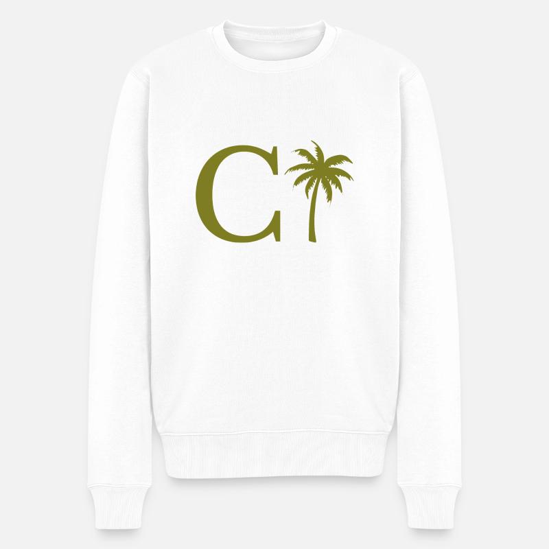 Lettre c vert Palm - Pull Premium bio Homme - blanc