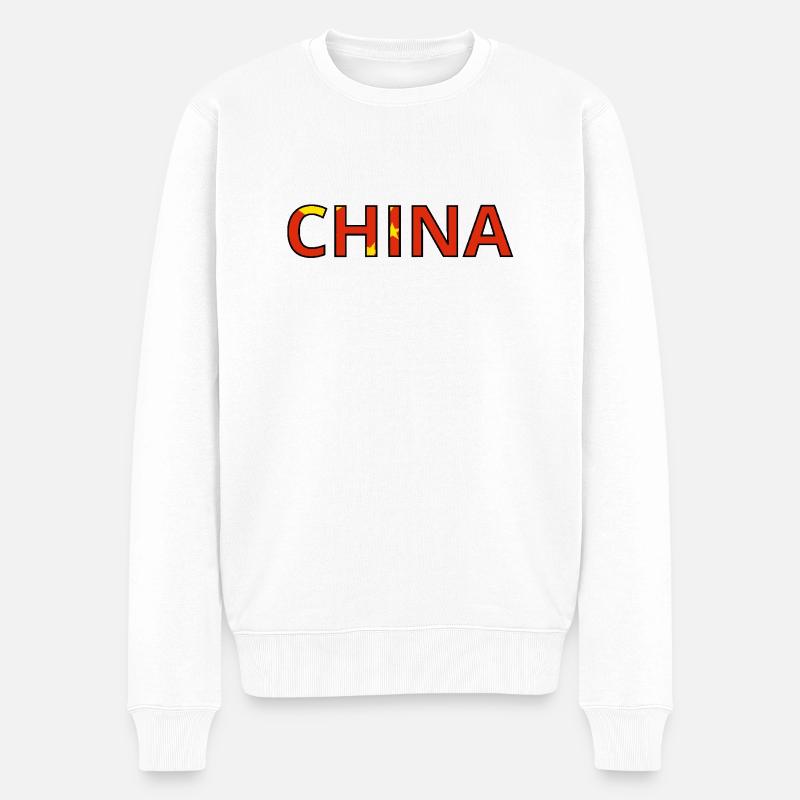 Chinesische Flagge - Männer Premium Bio Pullover - Weiß