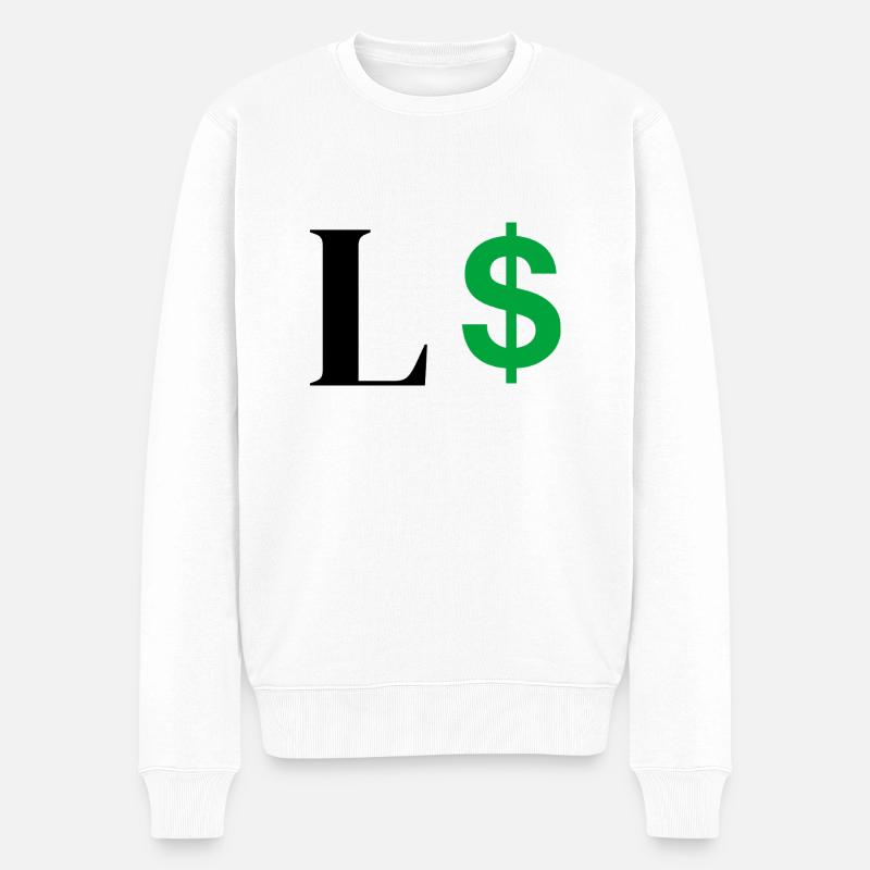 Buchstabe l Dollar - Männer Premium Bio Pullover - Weiß