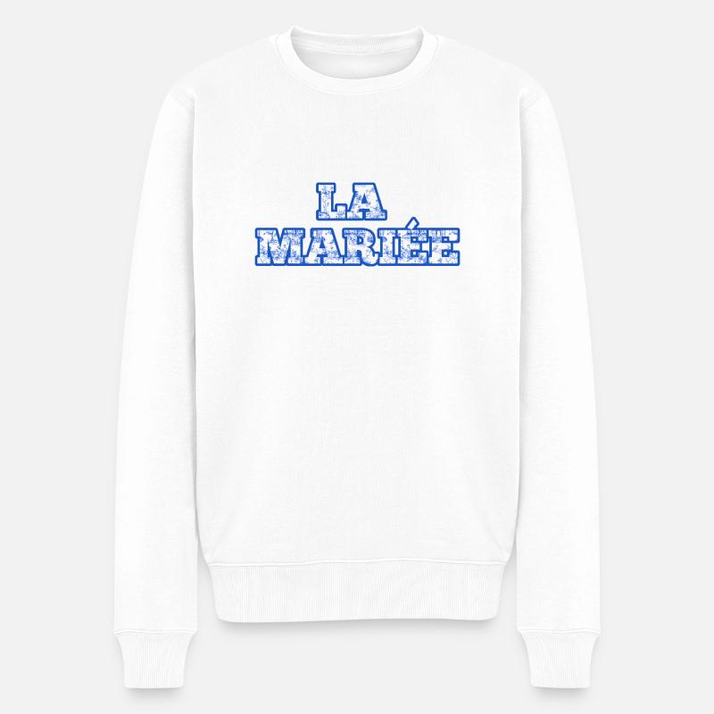 Die blaue Chinoiserie-Braut - Männer Premium Bio Pullover - Weiß