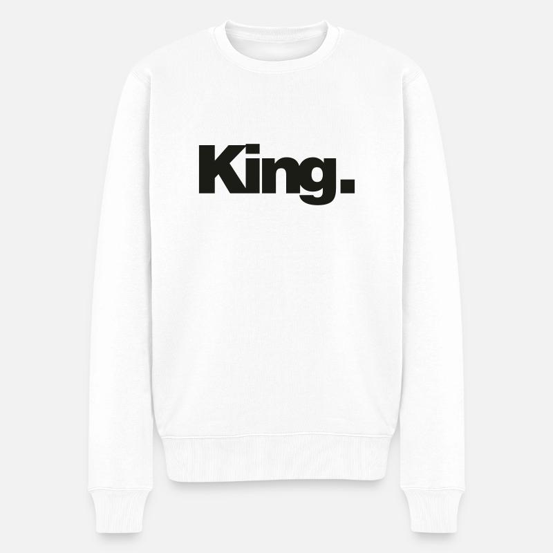 King 1C - Männer Premium Bio Pullover - Weiß