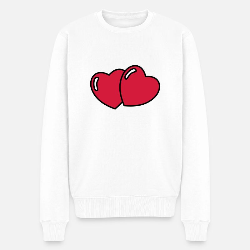 herzen - Männer Premium Bio Pullover - Weiß