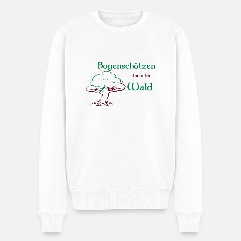 Bogenschützen tuns im Wald - Männer Premium Bio Pullover - Weiß