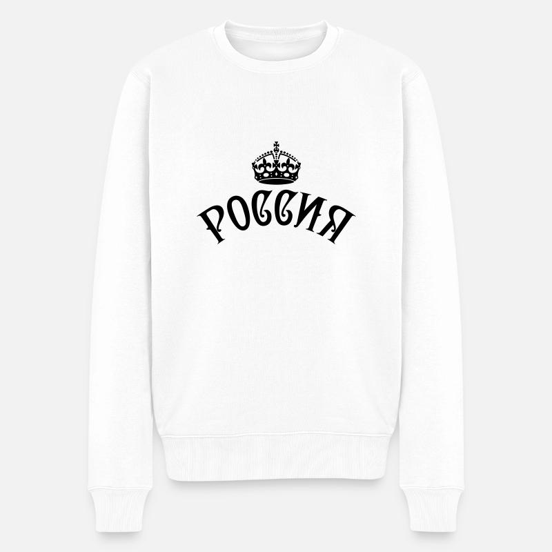 RUSSIA РОССИЯ Krone Crown - Männer Premium Bio Pullover - Weiß