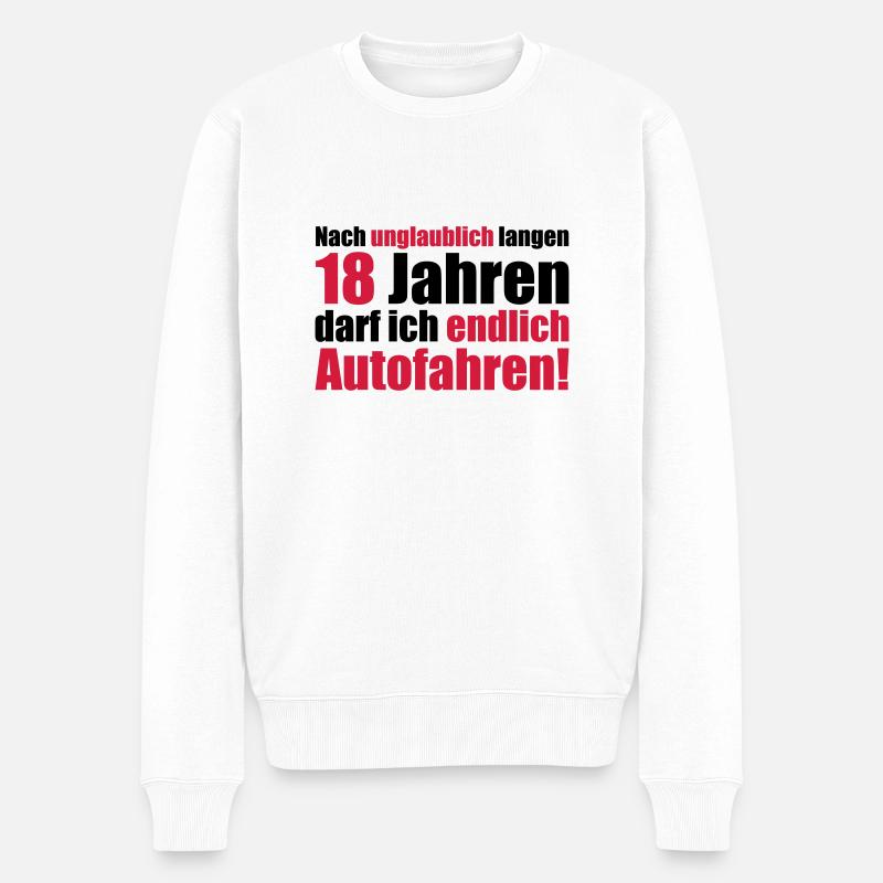 18 Geburtstag volljährig endlich Autofahren - Männer Premium Bio Pullover - Weiß