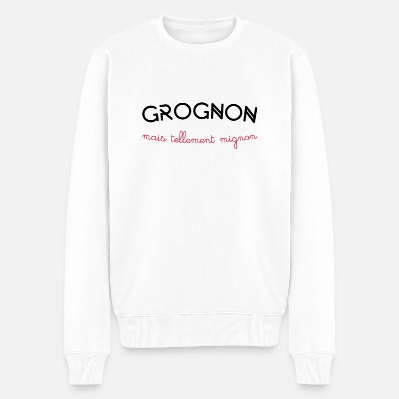 grognon - Pull Premium bio Homme - blanc