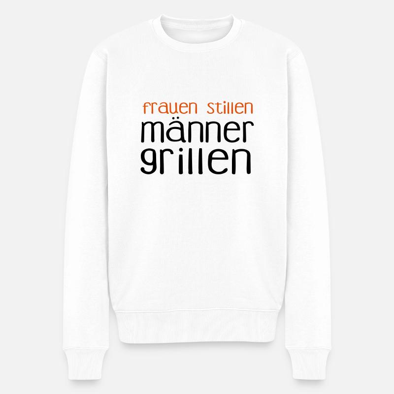 Männer grillen - Männer Premium Bio Pullover - Weiß