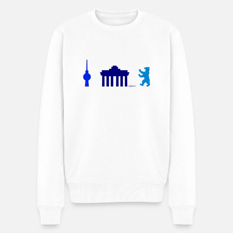 Berlin blue - Männer Premium Bio Pullover - Weiß