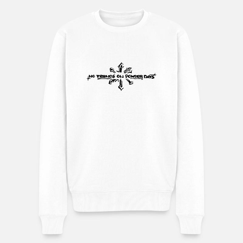 No friends on powder days - Männer Premium Bio Pullover - Weiß