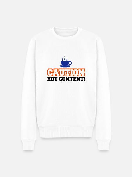 Caution Hot Content - Männer Premium Bio Pullover - Weiß