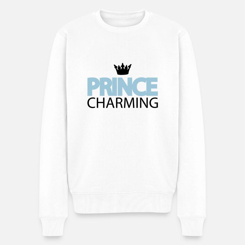 prince_charming prinz charmant krone - Männer Premium Bio Pullover - Weiß