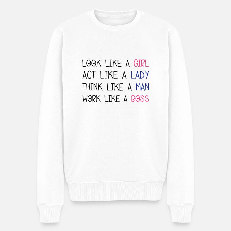 Look Like A Girl - Männer Premium Bio Pullover - Weiß