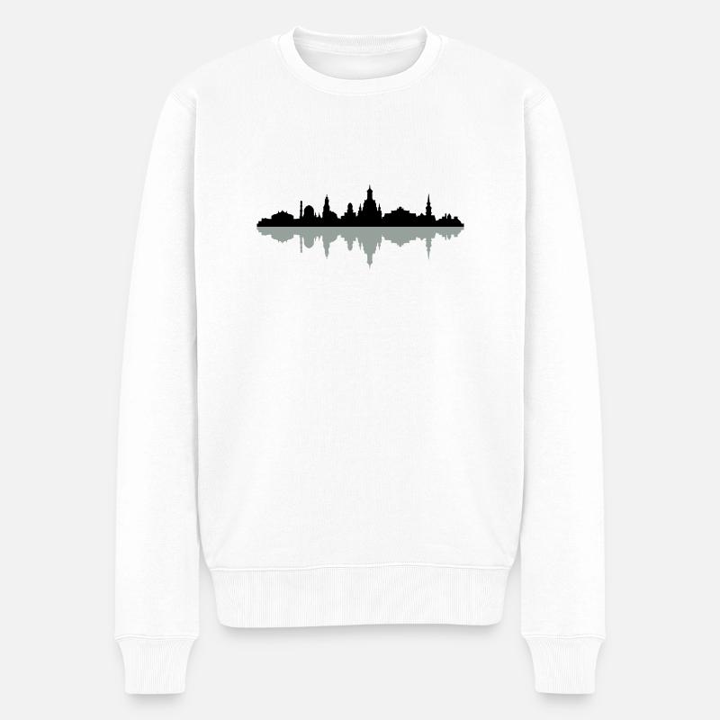 Skyline Dresden - Männer Premium Bio Pullover - Weiß