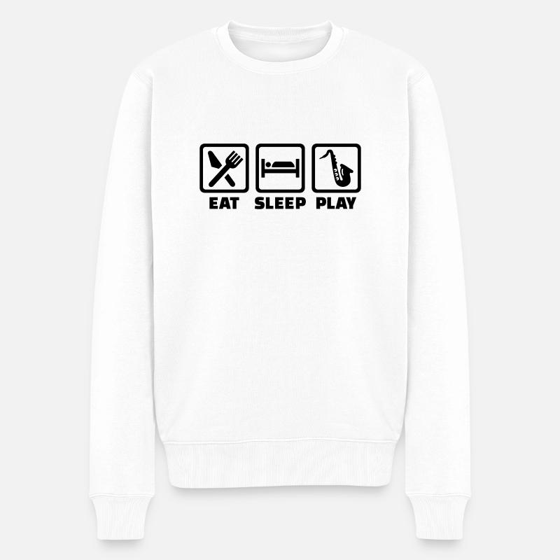 Eat Sleep Saxophone - Pull Premium bio Homme - blanc