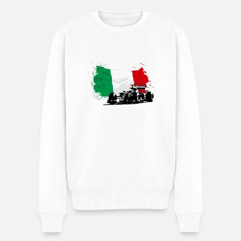 Formula One - Italy Flag - Männer Premium Bio Pullover - Weiß