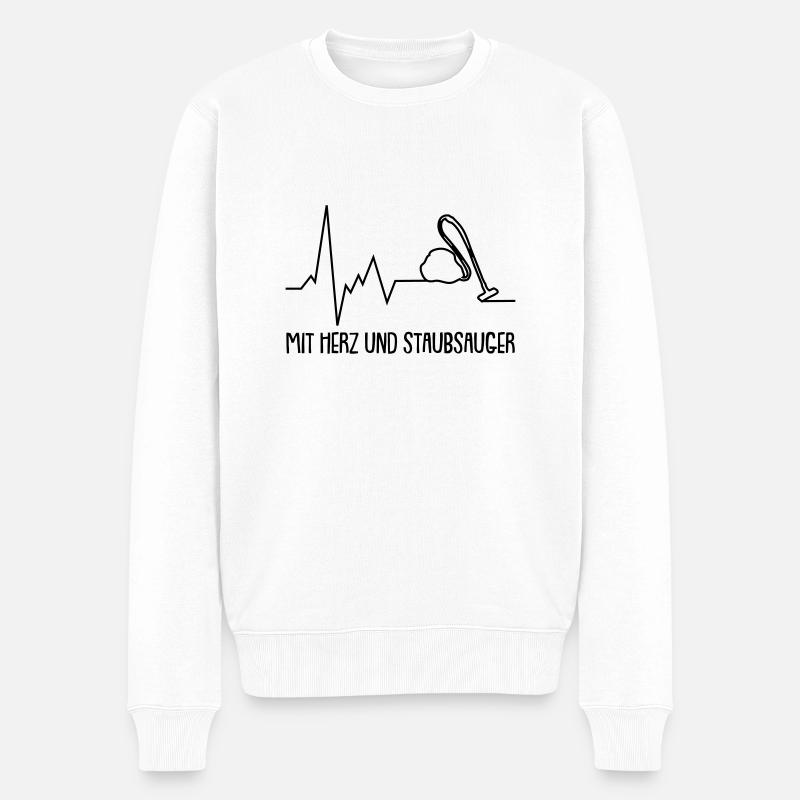 mit herz und staubsauger - Männer Premium Bio Pullover - Weiß