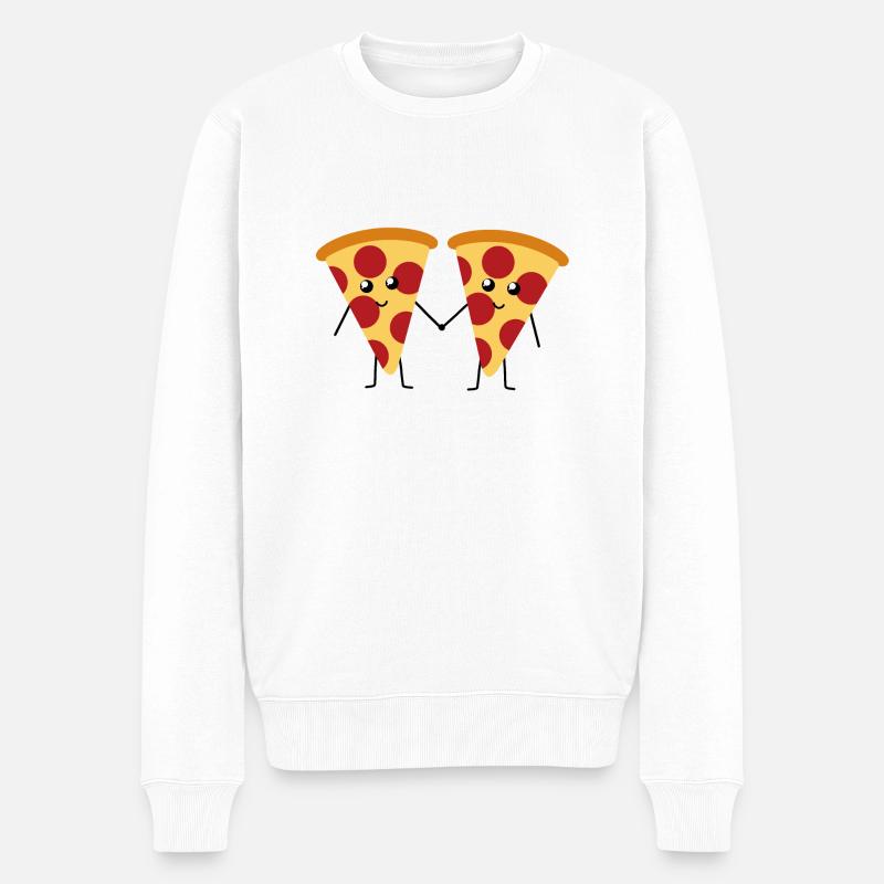 Süße Kawaii pepperoni Pizza hält Hände - Männer Premium Bio Pullover - Weiß