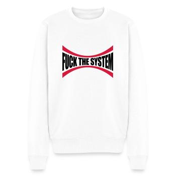 Logo Fuck the system - Männer Premium Bio Pullover - Weiß - Vorne - Thijin (182cm)