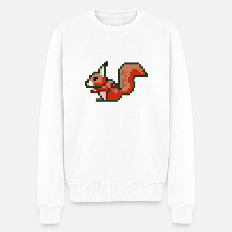 Eichhörnchen Pixel Art Geschenkidee - Männer Premium Bio Pullover - Weiß