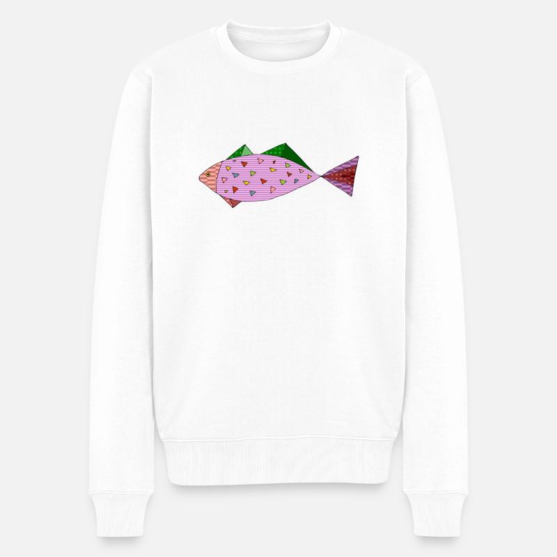 Fisch - Männer Premium Bio Pullover - Weiß