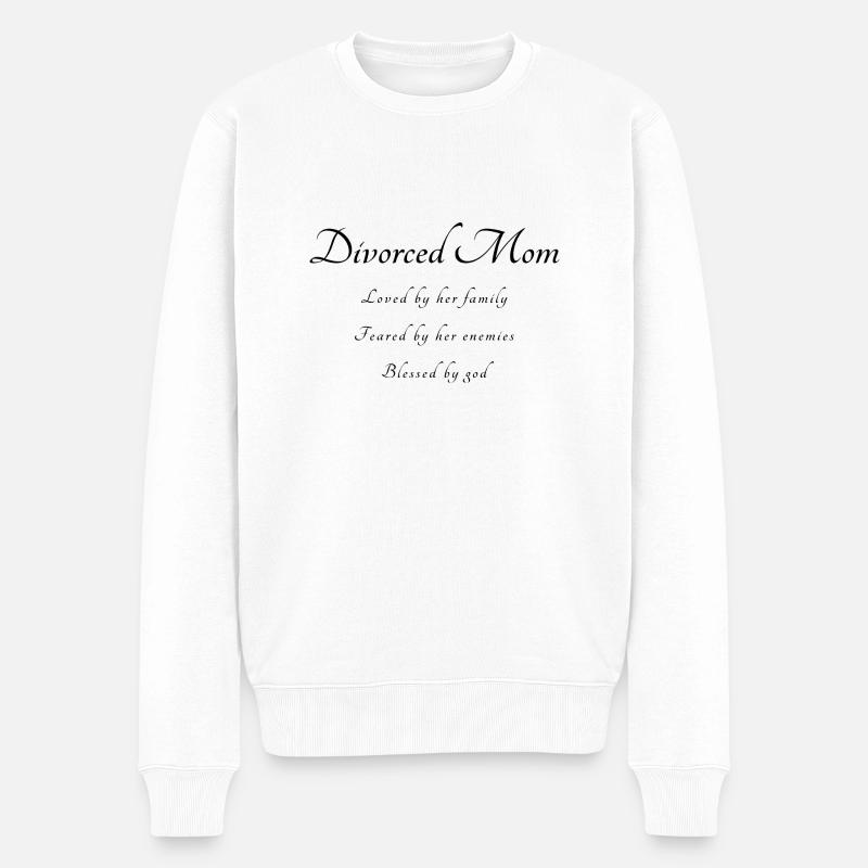 Geschiedene Mama Spruch - Männer Premium Bio Pullover - Weiß