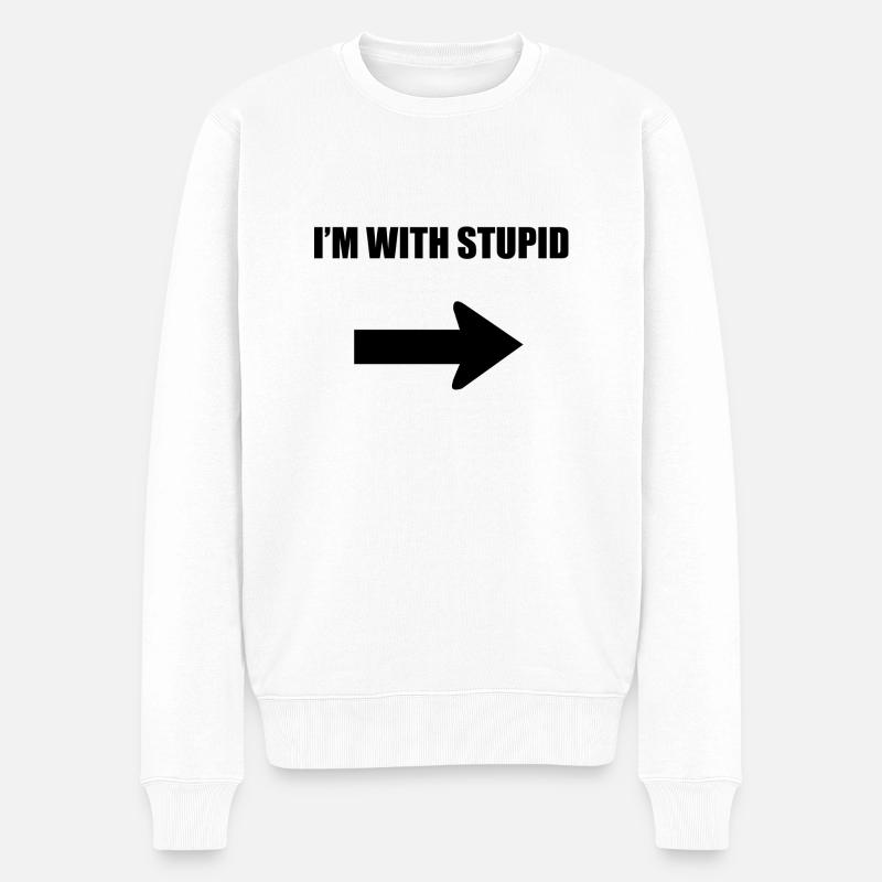 Ich bin mit dumm - schwarz - Männer Premium Bio Pullover - Weiß