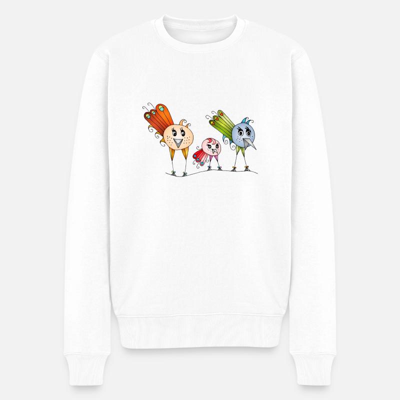 Vögel - Männer Premium Bio Pullover - Weiß