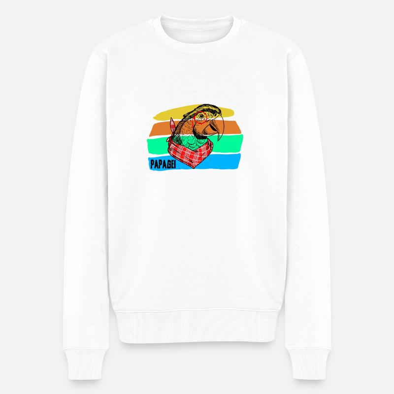 Papagei - Männer Premium Bio Pullover - Weiß
