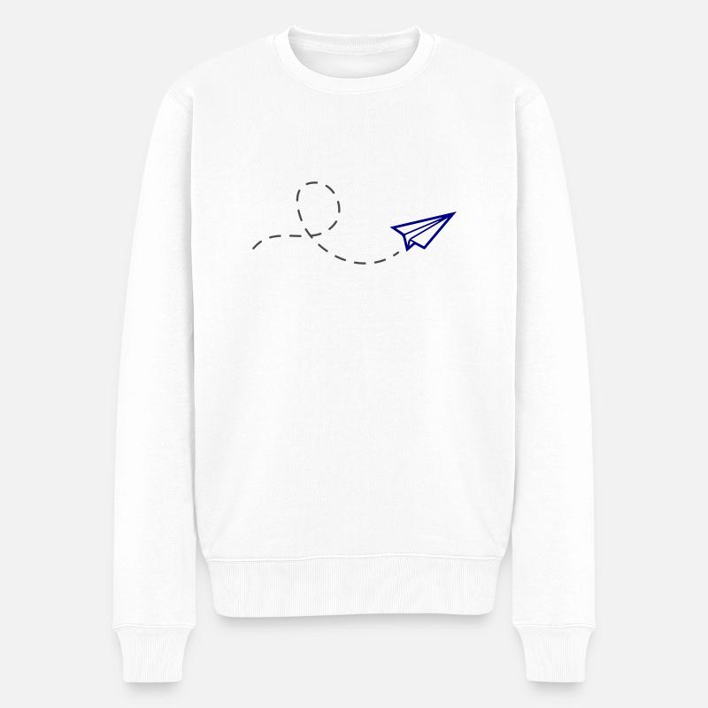 papierflieger - Männer Premium Bio Pullover - Weiß