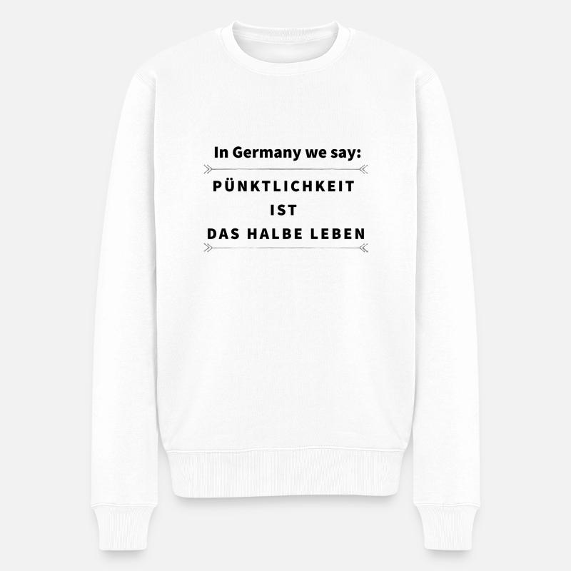 PÜNKTLICHKEIT IST DAS HALBE LEBEN - Männer Premium Bio Pullover - Weiß
