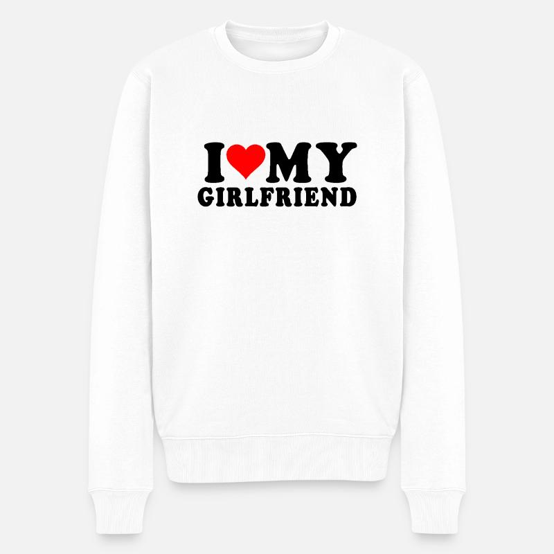 i love my girlfriend - Pull Premium bio Homme - blanc