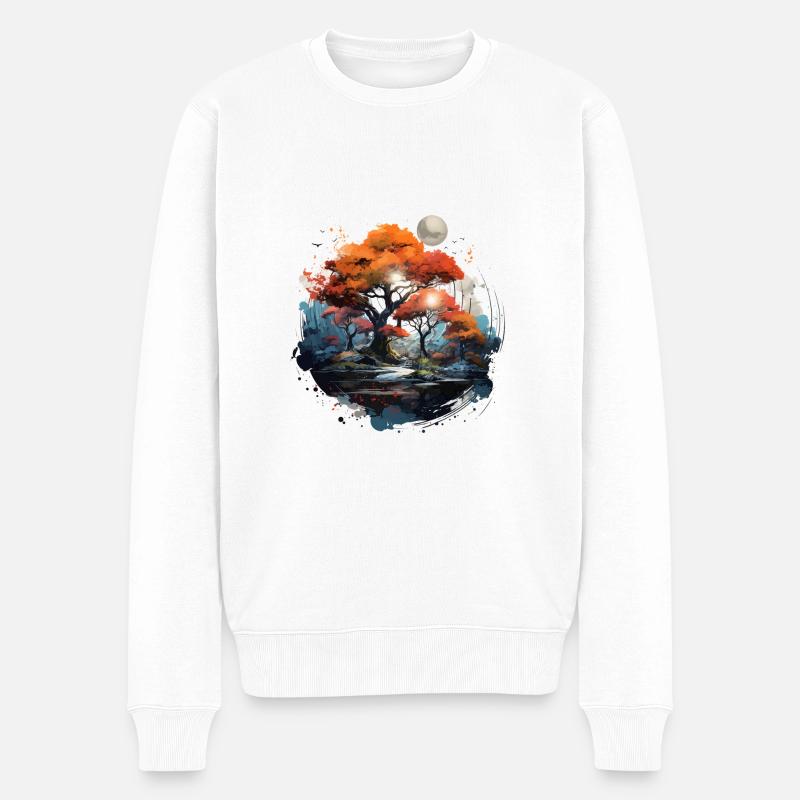 Herbstmondwald - Männer Premium Bio Pullover - Weiß