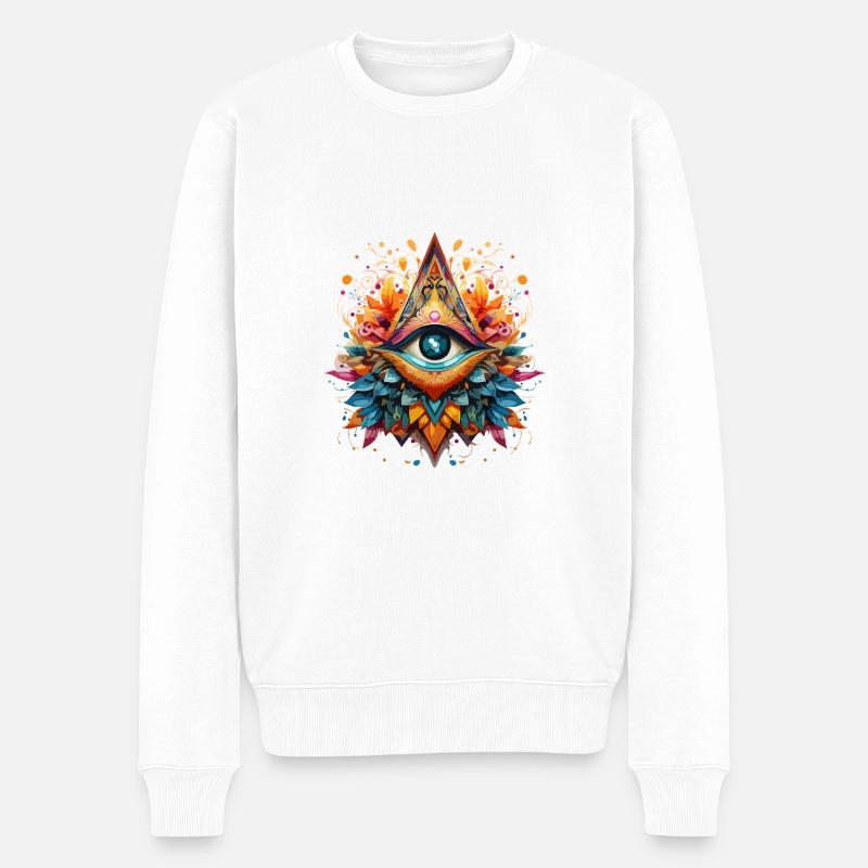 Allsehendes Auge - Männer Premium Bio Pullover - Weiß