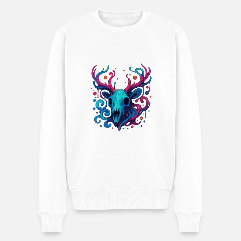 Geweihschädel - Männer Premium Bio Pullover - Weiß