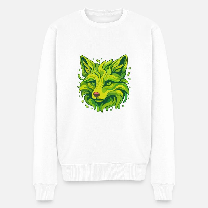 Neon Fuchs - Männer Premium Bio Pullover - Weiß