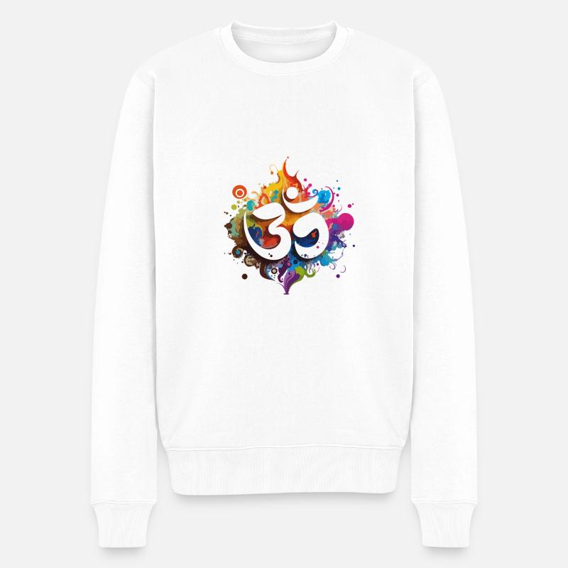 Om Splash - Männer Premium Bio Pullover - Weiß