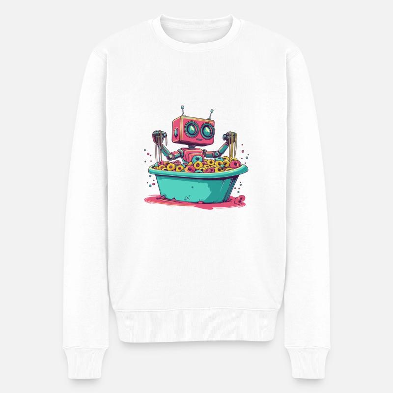 Donut Droid - Männer Premium Bio Pullover - Weiß