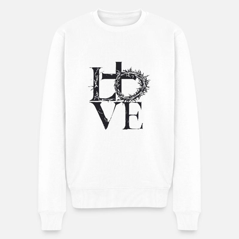 LOVE - Männer Premium Bio Pullover - Weiß