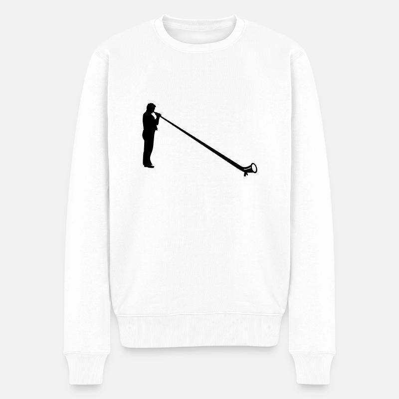 Alpenhorn - Männer Premium Bio Pullover - Weiß