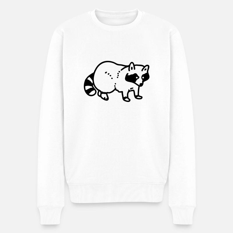 Waschbär - Line - Männer Premium Bio Pullover - Weiß