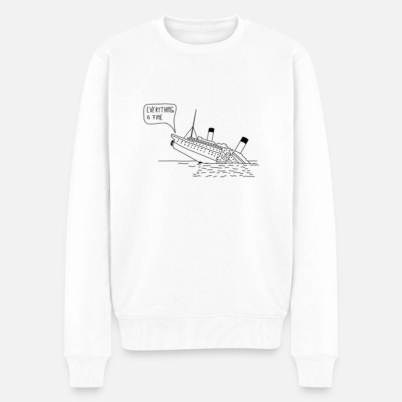 Everything is fine - Männer Premium Bio Pullover - Weiß