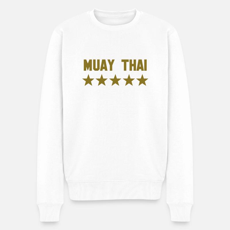 muay thai 5 star - Männer Premium Bio Pullover - Weiß