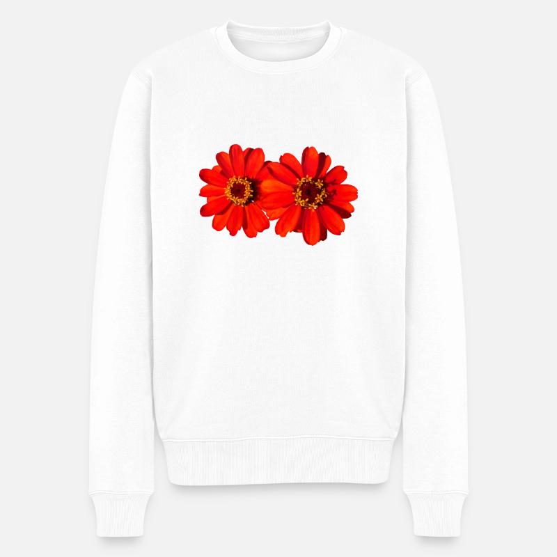 belles fleurs rouges, fleurs, nature - Pull Premium bio Homme - blanc