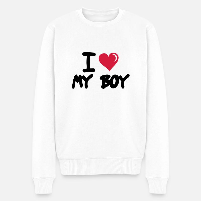 i_love_my_boy - Männer Premium Bio Pullover - Weiß