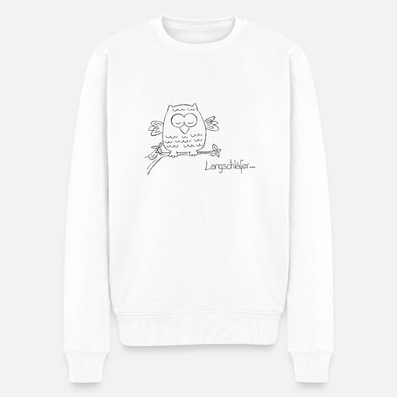 Langschläfer, Eule - Männer Premium Bio Pullover - Weiß