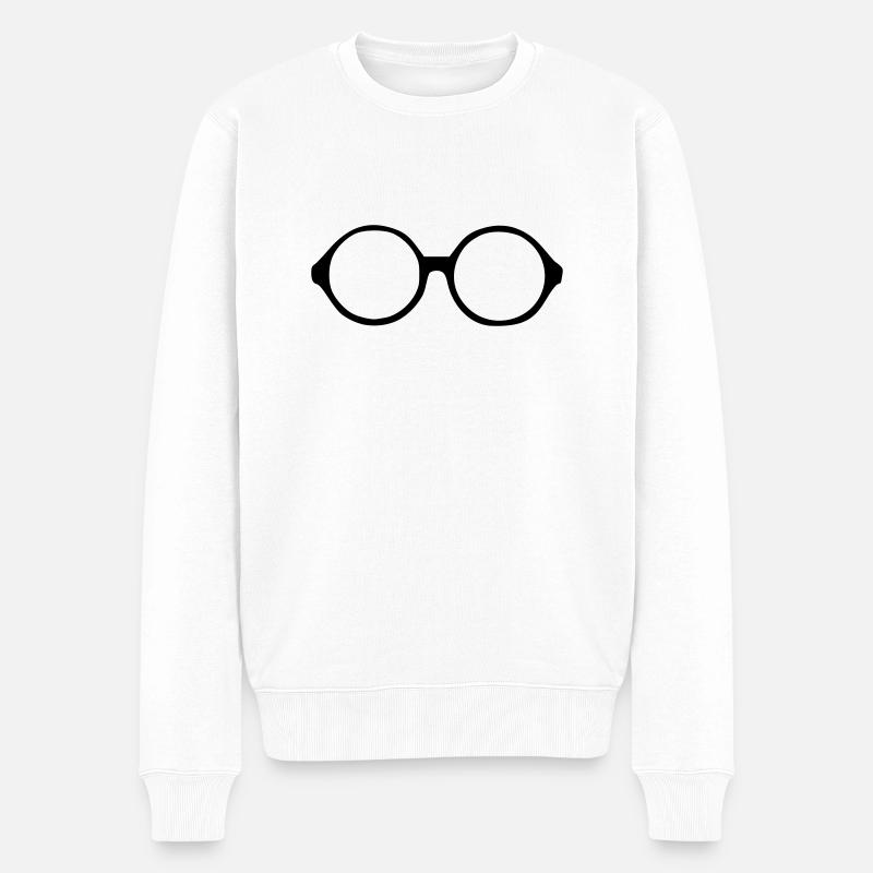 Brille - Männer Premium Bio Pullover - Weiß