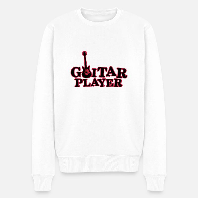 guitar_player_112013_a_2c - Männer Premium Bio Pullover - Weiß
