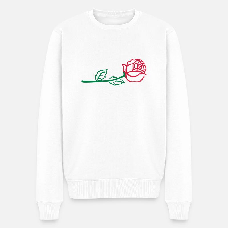 Rose - Männer Premium Bio Pullover - Weiß