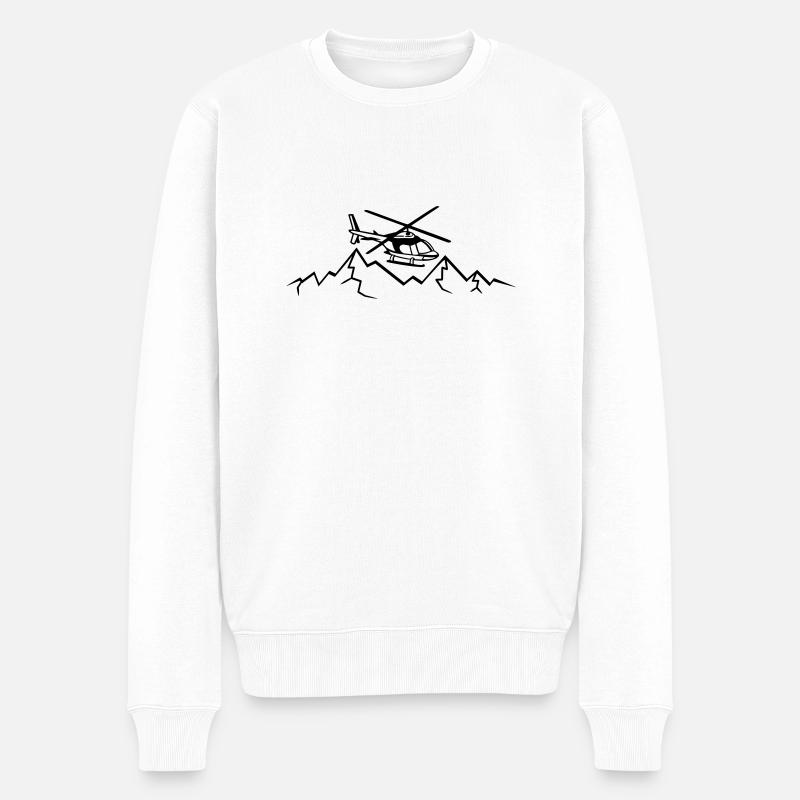 Berge Rettungsflieger Notruf - Männer Premium Bio Pullover - Weiß